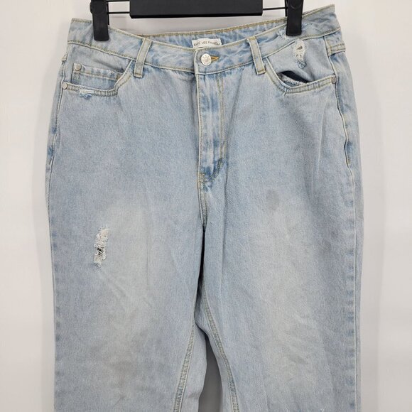 Avec Les Filles Split Frayed Hem Bootcut Jeans Hi-Rise 100% Cotton Womens 30 - Picture 2 of 16